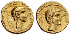 The Collection of Roman Republican Coins of a Student and his Mentor Part III Octavianus and Marcus Antonius. Aureus, Gallia Transalpina and Cisalpina 43, AV 8.10 g. C·CAESAR ·IMP·III·VIR·R·P·C·PONT·A