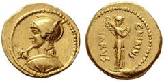 The Collection of Roman Republican Coins of a Student and his Mentor Part III C. Vibius Varus. Aureus 42, AV 8.06 g. Bust of Roma l., wearing helmet with a plume on each side, holding spear in r. hand
