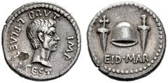 The Collection of Roman Republican Coins of a Student and his Mentor Part III M. Junius Brutus with L. Plaetorius Cestianus. Plated Denarius, Northern Greece circa 43-42, AR 3.42 g. BRVT IMP L·PLAET·C