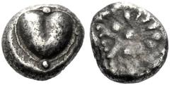 Greek Coins Cyrene Hemidrachm circa 495-475, AR 2.05 g. Silphium fruit. Rev. Floral pattern. BMC 23. Extremely rare. Light tone and good very fine / very fine
