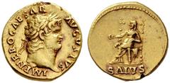 The Roman Empire Nero augustus, 54 – 68 Aureus circa 66-67, AV 7.17 g. IMP NERO CAESAR – AVGVSTVS Laureate head r. Rev. Salus seated l. on throne, holding patera in r. hand and resting l. at her side;