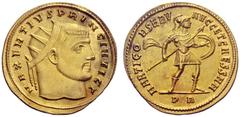 The Roman Empire Maxentius caesar and princeps invictus, 306 – 307 Medallion of 2 aueri early to March 307, AV 10.31 g. MAXENTIVS PRINC INVICT Radiate head r. Rev. MARTI CO – NSERV –AVGG ET CAESS NN M