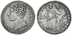 Firenze Alessandro de’Medici duca della Repubblica fiorentina, 1532-1537. Testone, AR 9,93 g. ALEXANDER M – R P FLOREN DVX Busto a s. Rv. S COSMVS – S DAMIANVS I SS. Cosma e Damiano stanti di fronte. 