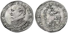 Mirandola Alessandro I Pico 1602-1637. Mezzo scudo da 28 bolognini 1618, AR 12,94 g. ALEXANDER MIRANDVLÆ DVX I Busto corazzato a s.; sotto, nel giro, 1618. Rv. CONCORDIÆ MARCHIO III Stemma coronato di