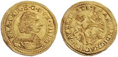 Modena Francesco I d'Este 1629-1658. Da 4 scudi d'oro, AV 13,11 g. FRA I M R E C DVX VIII Busto corazzato a d., sotto, nel giro, da d., G F M (Gian Francesco Manfredi, zecchiere). Rv. AVERTISTI IRAM I