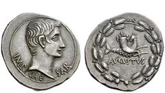 The Roman Empire Octavian as Augustus, 27 BC – 14 AD Cistophoric tetradrachm, Ephesus circa 25-20 BC, AR 11.68 g. IMP·CAE – SAR Bare head r. Rev. AVGVSTVS Capricorn r., head reverted, bearing cornucop