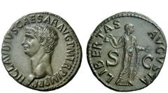 The Roman Empire Claudius, 41 – 54 As 50-54, Æ 10.46 g. TI CLAVDIVS CAESAR AVG P M TR P IMP P P Bare head l. Rev. LIBERTAS – AVGVSTA S – C Libertas, draped, standing facing, head r., holding pileus an