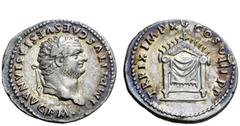 The Roman Empire Titus augustus, 79 – 81. The Atonement Series Denarius 1st January-30th June 80, AR 3.14 g. IMP TITVS CAES VESPASIAN AVG P M Laureate head r. Rev. TR P IX IMP XV COS VIII P P Draped s