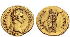 The Roman Empire Nerva, 96 – 98 Aureus 97, AV 7.52 g. IMP NERVA CAES AVG P M TR P COS III P P Laureate head r. Rev. FORTVNA – AVGVST Fortuna standing l., holding rudder and cornucopiae. C 65. BMC 36. 