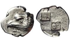Greek Coins Paphlagonia, Sinope Drachm circa 425-410, AR 5.88 g. Head of sea eagle l.; below, dolphin. Rev. Geometric pattern. SNG von Aulock 6839. SNG Black Sea 1371. Good very fine Ex New York sale 