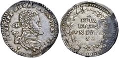 Monete di zecche italiane Napoli Filippo II di Spagna, 1554-1598. II periodo: re di Spagna e Napoli, 1556-1598. Ducato, AR 29,75 g PHILIP REX ARAGON VTRIVSS Busto corazzato e drappeggiato a d.; dietro