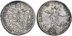 Due interessanti collezioni dei Romani Pontefici Zecca di Roma salvo contraria indicazione Alessandro VIII (Pietro Ottoboni), 1689 - 1691 Testone, AR 9,15 g. ALEXANDER·– VIII·PONT·MAX· Stemma sormonta