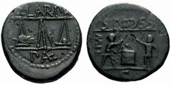 Greek Coins Poseidonia No.: 41 Estimate: CHF 500 d=19 mm Poseidonia with the Roman name of Paestum. Semis early first century, æ 4.28 g. Q· LAR·PR Scales weighting ear of corn; in exergue, Pæ. Rev. SP
