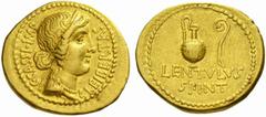 The Roman Republic C. Cassius with Lentulus Spinther. No.: 281 Estimate: CHF 15000 d=21 mm Aureus, mint moving with Brutus and Cassius in Northern Greece circa 43-42, AV 8.18 g. C·CASSI·IMP – LEIBERTA