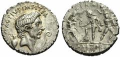 The Roman Republic Sextus Pompeius. No.: 284 Estimate: CHF 8000 d=20 mm Denarius, Sicily circa 42-40, AR 3.80 g. MAG·PIVS·IMP·ITER Head of Cn. Pompeius Magnus r.; behind, jug and before, lituus. Rev. 