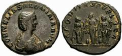 The Roman Empire Salonina, wife of Gallienus No.: 476 Estimate: CHF 12000 d=36 mm Medallion circa 253-260, billion (?) 28.93 g. CORNELIA SALONINA AVG Diademed and draped bust r. Rev. AEQVITAS PVBLICA 