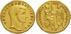 The Roman Empire Maxentius Augustus, 307-312 No.: 508 Estimate: CHF 400000 d=43 mm Medallion of 8 aurei circa 308, AV 42.76 g. IMP C M VAL MAXENTIVS P F AVG Bare head r. Rev. ROMAE AETER – N – AE – A 