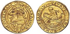 UNA PRESTIGIOSA COLLEZIONE DI MONETE DEI ROMANI PONTEFICI Alessandro VI (Rodrigo de Borja y Borja), 1492 – 1503 Doppio fiorino di camera, AV 6,76 g. •ALEXANDER• – •VI•PONT•MAX• Stemma sormontato da tr