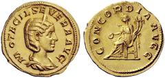 The George W. La Borde Collection of Roman Aurei Part I THE ROMAN EMPIRE Otacilia Severa, wife of Philip I Aureus circa 246–248, AV 4.35 g. M·OTACIL SEVERA AVG Diademed and draped bust r. Rev. CONCORD