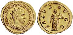 The George W. La Borde Collection of Roman Aurei Part I THE ROMAN EMPIRE Trebonianus Gallus, 251-253 Binio 251-253, AV 5.65 g. IMP CAE C VIB TREB GALLVS AVG Radiate, draped and cuirassed bust r. Rev. 