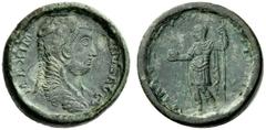 LATE ROMAN COINAGE Contorniates time of Valentinian the III Hammered contorniate, Æ 16.87 g. MAXIM – [IA]NVS AVG Bust of Maximinus I, wearing lions’ kin headdress. Rev. VIRTVS […] The emperor standing