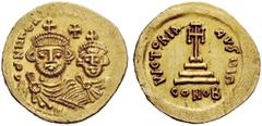 THE BYZANTINE EMPIRE Heraclius, 5 October 610 – 11 January 641, with colleagues from January 613 Solidus, uncertain Eastern military mint, 613-618, AV 4.48 g. dd NN herA [CLIYS Et herA CONST] Facing b
