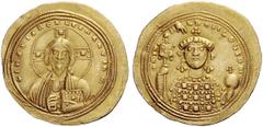 THE BYZANTINE EMPIRE Michael IV, the Paphlagonian 11 April 1034 – 10 December 1041 Histamenon 1034-1041, AV 4.39 g. +IHS XIS REX REGNANTIhM Nimbate bust of Christ facing, raising r. hand in benedictio