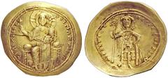 THE BYZANTINE EMPIRE Isaac I Comnenus, 1 September 1057 – 22 November 1059 Histamenon 1057-1059, AV 4.39 g. +IhS XIS REX – RGNANTIhm Christ, nimbate, seated facing on backless throne, raising r. hand 