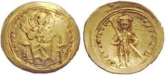 THE BYZANTINE EMPIRE Isaac I Comnenus, 1 September 1057 – 22 November 1059 Histamenon 1057-1059, AV 4.40 g. +IhS XIS REX – REGNANTIhm Christ, nimbate, seated facing on backless throne, raising r. hand