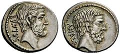 ROMAN REPUBLICAN COINAGE M. I unius Brutus. Denarius 54, AR 4.05 g. BRVTVS Head of L. Iunius Brutus r. Rev. AHALA Head of C Servilius Ahala r. Babelon Julia 30 and Servilia 17. Sydenham 932. RBW 1543.