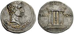THE ROMAN EMPIRE Octavian as Augustus, 27 BC – 14 AD Cistophoric tetradrachm, Pergamum (?) circa 19-18 BC, AR 10.67 g. Bare head r. Rev. Circular tetrastyle temple within which vexillum. RIC 507 var. 