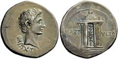 The Roman Empire Octavian, as Augustus 27 BC – 14 AD Cistophoric tetradrachm, Pergamum (?) 19-18 BC, AR 11.91 g. IMP IX TR – [PO T V] Bare head r. Rev. MART – VLTO Circular tetrastyle temple within wh