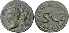 The Roman Empire Octavian, as Augustus 27 BC – 14 AD M. Salvius Otho . Dupondius (?) 7 BC, Æ 20.35 g. CAESAR AVGVST PONT MAX TRI – BVNIC POT Laureate head l., crowned by Victory standing behind and ho