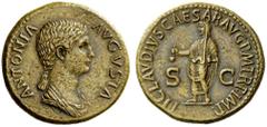 The Roman Empire In the name of Antonia, wife of Nero Claudius Drusus mother of Claudius Dupondius circa 41-50, Æ 15.87 g. ANTONIA – AVGVSTA Draped bust r., hair in long plait behind neck. Rev. TI CLA