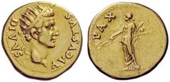 The Roman Empire The Civil Wars, 68 – 69 Aureus, Spain and Gaul (?) 68, AV 7.25 g. DIVVS – AVGVSTVS Radiate head of Augustus r. Rev. PAX Pax standing l., holding caduceus in r. hand, corn ears and pop