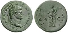 The Roman Empire Domitian caesar, 69 – 81 Sestertius early 76-early 77, Æ 25.51 g. CAESAR AVG F DOMITIANVS COS IIII Laureate head r. Rev. PA – X – AVGVSTI Pax standing l., in outstretched r. hand and 