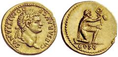 The Roman Empire Domitian caesar, 69 – 81 Aureus 77-78, AV 7.25 g. CAESAR AVG F – DOMITIANVS Laureate head r. Rev. Bearded Parthian wearing cloak and trousers, kneeling r., offering standard with vexi