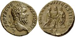 The Roman Empire Septimius Severus, 193 – 211 Sestertius 210, Æ 18.90 g. L – SEPT SEVE – RVS PIVS AVG Laureate head r. Rev. P M TR P XVIII COS III P P Severus and Caracalla, both veiled, standing vis-