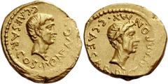 The Roman Republic Octavianus. Aureus, Gallia Transalpina and Cisalpina43, AV 7.85g. Description: C·CAESAR·COS·PONT·AVG Bare and bearded head of Octavian r. Rev. C·CAESAR· DICT·PERP·PONT·MAX Laureate 