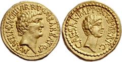 The Roman Republic Marcus Antonius and C. Caesar Octavianus with M. Barbatius. Aureus, mint moving with M. Antonius 41, AV 8.01 g. Description: M·ANT·IMP·AVG·III·VIR·R·P·C·M·BARBAT·Q·P Bare head of M.