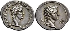 The Roman Empire Gaius, 37 – 41. Denarius, Lugdunum 37-38, AR 3.83 g. Description: C CAESAR AVG GERM P M TR POT COS Bare head of Gaius r. Rev. Radiate head of Augustus r. between two stars. References