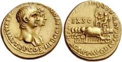 The Roman Empire Nero augustus, 54 – 68. Aureus, Roma circa January-November 55, AV 7.55 g. Description: NERO CLAVD DIVI F CAES [AVG] GERM IMP TR P COS Conjoined busts of Nero, bare-headed, and Agripp