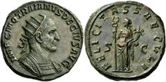 The Roman Empire Trajan Decius, 249 – 251. Double-sestertius, Roma 249-251, Æ 37.90 g. Description: IMP C M Q TRAIANVS DECIVS AVG Radiate, draped and cuirassed bust r. Rev. FELICITAS SAECVLI S – C Fel