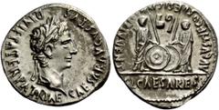 The Roman Empire Octavian as Augustus, 27 BC – 14 AD Denarius, Lugdunum circa 2 BC – 4 AD, AR 3.83 g. CAESAR AVGVSTVS – DIVI F PATER PATRIAE Laureate head r. Rev. AVGVSTI F COS DESIG PRINC IVVENT Caiu