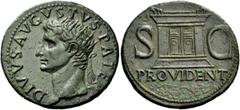 The Roman Empire Octavian as Augustus, 27 BC – 14 AD Divus Augustus. As circa 22/23-30 (?), Æ 11.17 g. DIVVS AVGVSTVS PATER Radiate head l. Rev. S – C Altar; in exergue, PROVIDENT. C 228. BMC Tiberius