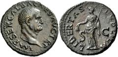 The Roman Empire Galba, 68 – 69 As late summer 68, Æ 11.55 g. IMP SER GALBA CAES AVG TR P Bare head r. Rev. LIBERTAS – PVBLICA S – C Libertas, draped, standing l. and holding pileus and sceptre. C 124