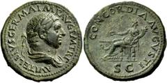 The Roman Empire Vitellius, circa late April – 20 December 69 Dupondius circa late April-December 69, Æ 14.29 g. A VITELLIVS GERMA IMP AVG P M TR P Laureate and draped bust r. Rev. CONCORDIA AVGVSTI C