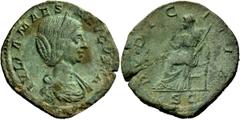 The Roman Empire Julia Maesa, grandmother of Elagabal and Severus Alexander Sestertius 218-222 or 223, Æ 18.06 g. IVLIA MAESA AVGVSTA Diademed and draped bust r. Rev. PVDIC – ITIA Pudicitia, veiled, s