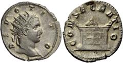 The Roman Empire Trajan Decius, 249 – 251 Divus Titus . Antoninianus 250-251, AR 3.51 g. DIVO TITO Radiated head of Divus Titus r. Rev. CONSECRATIO Altar. C 405. RIC Trajan Decius 82b. Extremely fine 