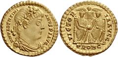 The Roman Empire Valentinian I, 364 – 375 Valentinian I wears elaborate diadems with precious jewels as do his successors. On some coins his head is quite massive and large, expressing strength and po